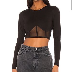 NWT Revolve Superdown Long Sleeve Mesh Crop Top